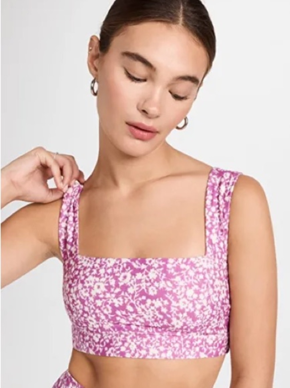 NWOT Sincerely Jules for Bandier Rue sports bra in orchid abstract